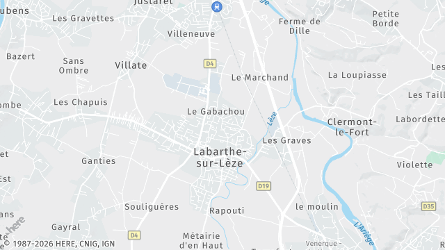 Carte de la zone d'intervention à Labarthe-sur-Lèze