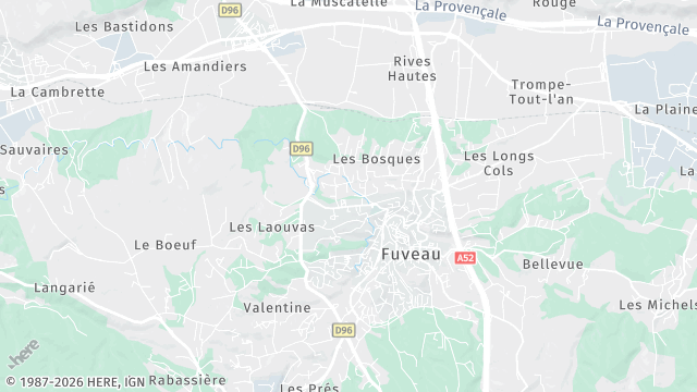 Carte de la zone d'intervention à Fuveau