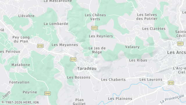 Carte de la zone d'intervention à Taradeau
