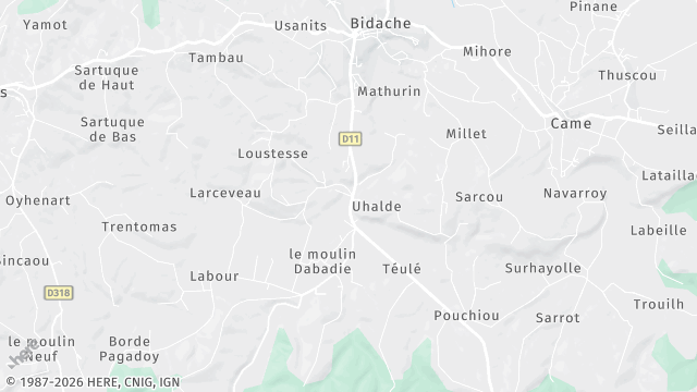 Carte de la zone d'intervention à Bidache