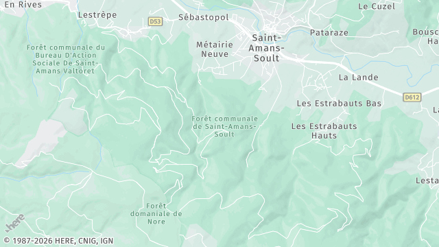 Carte de la zone d'intervention à Saint-Amans-Soult