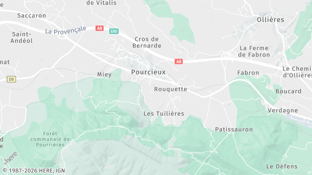 Carte de la zone d'intervention à Pourcieux