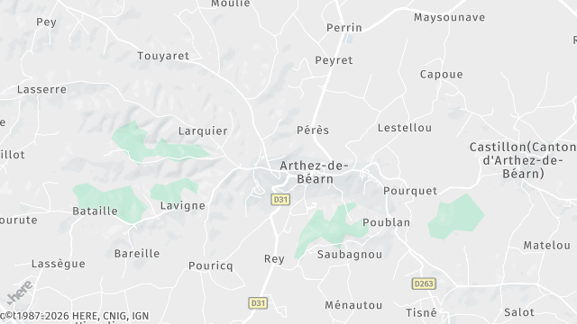 Carte de la zone d'intervention à Arthez-de-Béarn