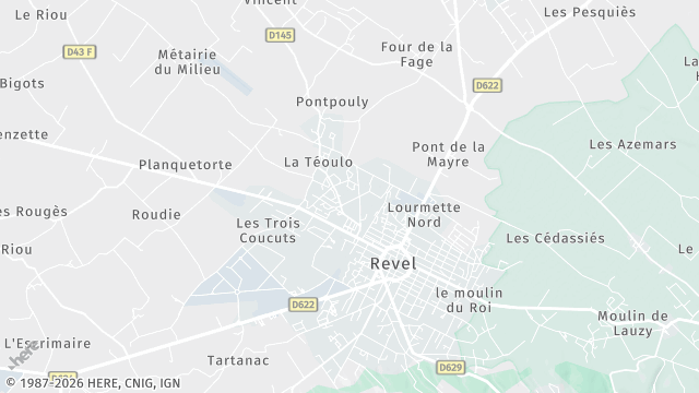 Carte de la zone d'intervention à Revel
