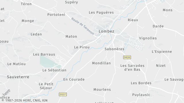 Carte de la zone d'intervention à Lombez