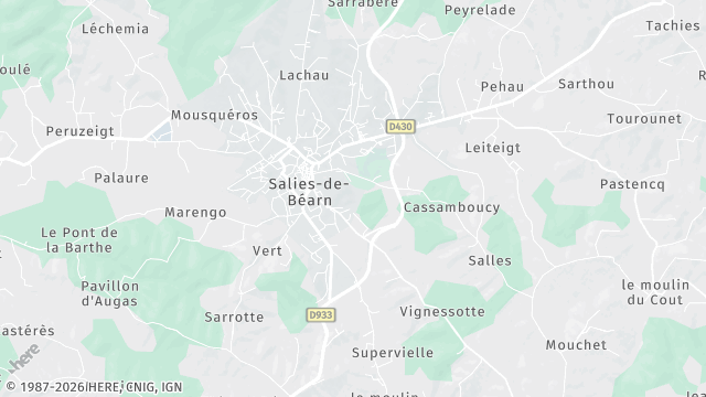 Carte de la zone d'intervention à Salies-de-Béarn