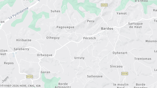 Carte de la zone d'intervention à Bardos