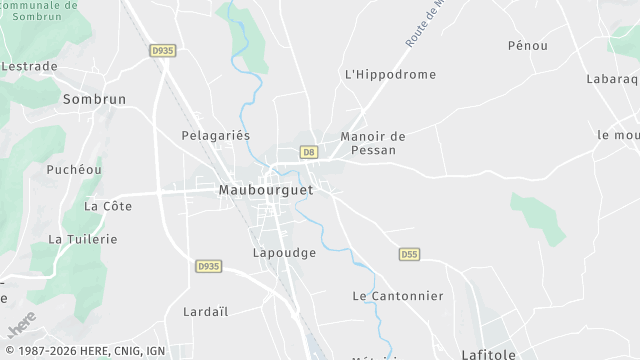 Carte de la zone d'intervention à Maubourguet