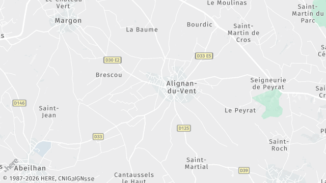Carte de la zone d'intervention à Alignan-du-Vent