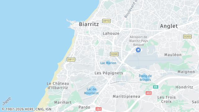 Carte de la zone d'intervention à Biarritz