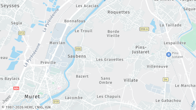 Carte de la zone d'intervention à Saubens