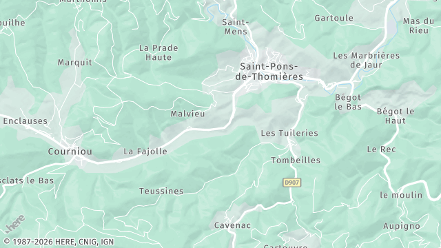 Carte de la zone d'intervention à Saint-Pons-de-Thomières