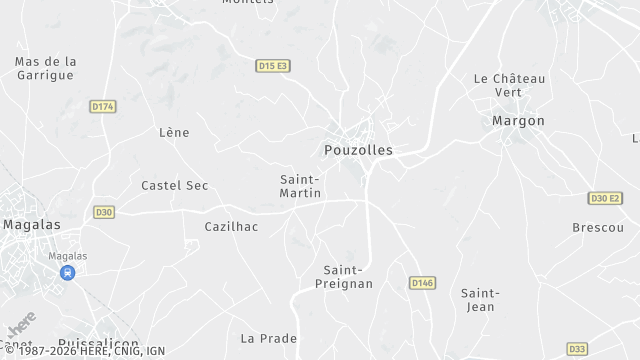 Carte de la zone d'intervention à Pouzolles