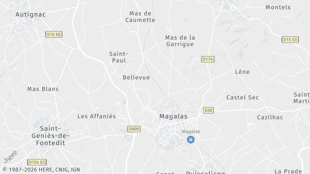 Carte de la zone d'intervention à Magalas