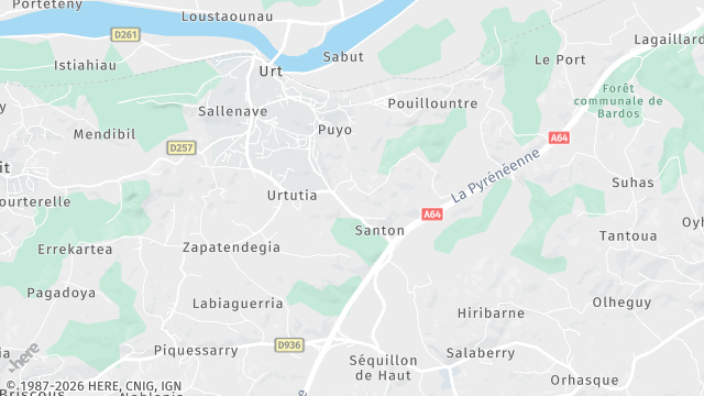 Carte de la zone d'intervention à Urt