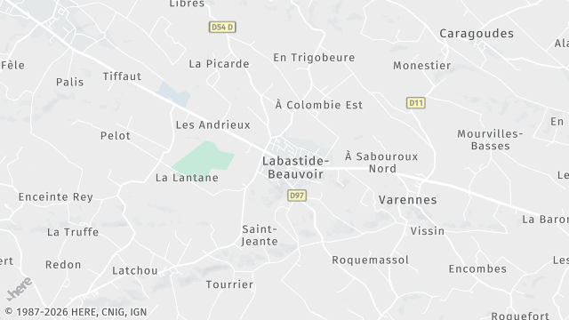 Carte de la zone d'intervention à Labastide-Beauvoir