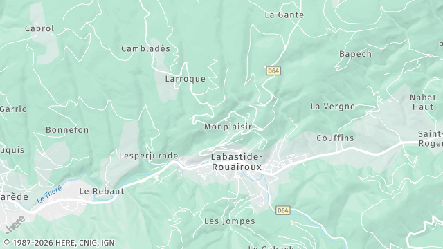 Carte de la zone d'intervention à Labastide-Rouairoux