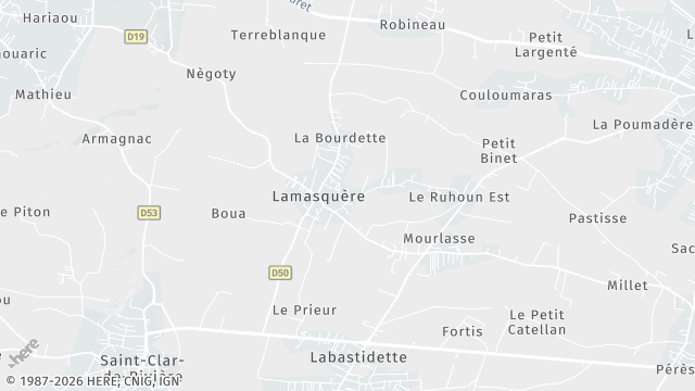 Carte de la zone d'intervention à Lamasquère