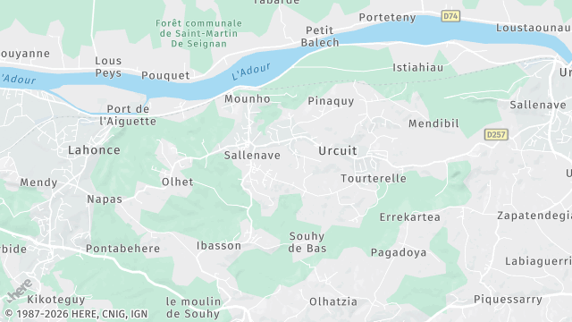 Carte de la zone d'intervention à Urcuit