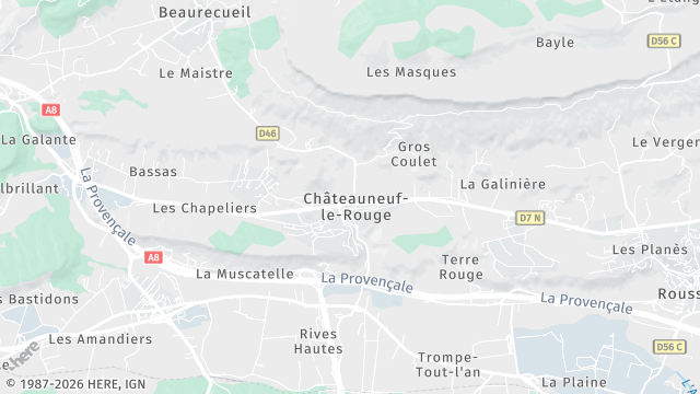 Carte de la zone d'intervention à Châteauneuf-le-Rouge