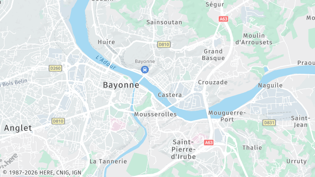 Carte de la zone d'intervention à Bayonne