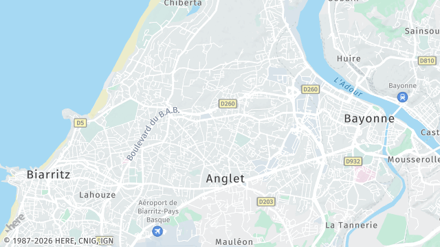 Carte de la zone d'intervention à Anglet