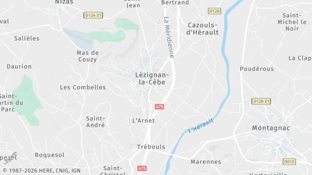 Carte de la zone d'intervention à Lézignan-la-Cèbe