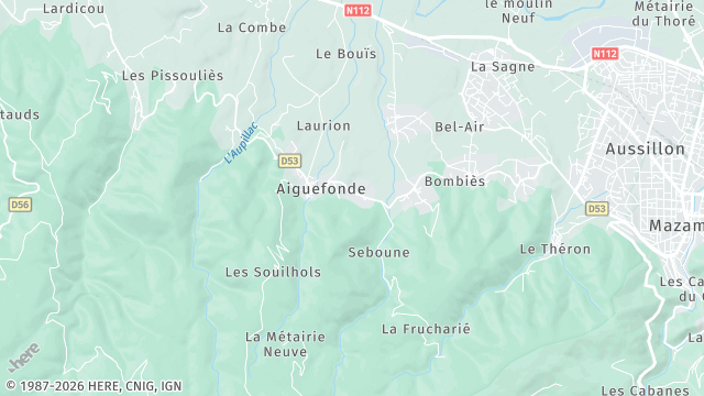 Carte de la zone d'intervention à Aiguefonde