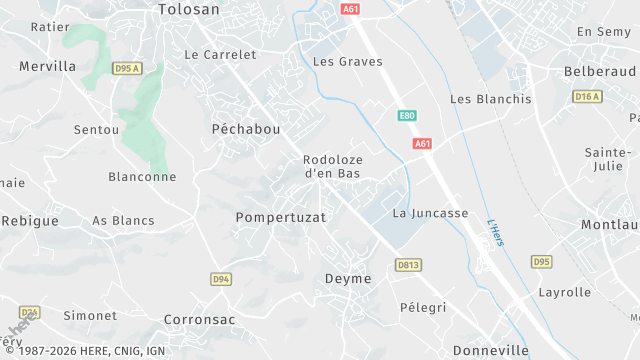 Carte de la zone d'intervention à Pompertuzat