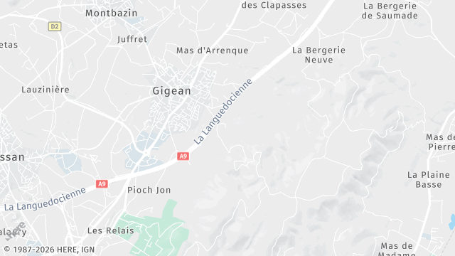 Carte de la zone d'intervention à Gigean