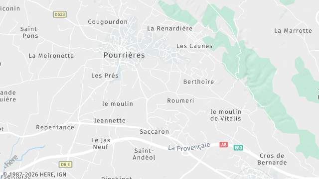 Carte de la zone d'intervention à Pourrières