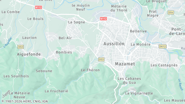 Carte de la zone d'intervention à Aussillon