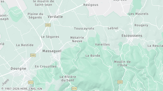 Carte de la zone d'intervention à Verdalle