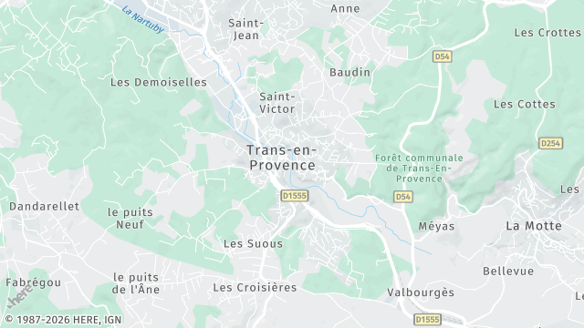 Carte de la zone d'intervention à Trans-en-Provence