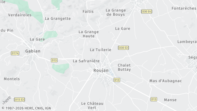 Carte de la zone d'intervention à Roujan