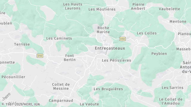 Carte de la zone d'intervention à Entrecasteaux