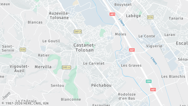 Carte de la zone d'intervention à Castanet-Tolosan