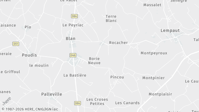 Carte de la zone d'intervention à Blan