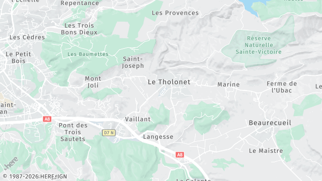 Carte de la zone d'intervention à Le Tholonet