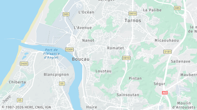 Carte de la zone d'intervention à Boucau