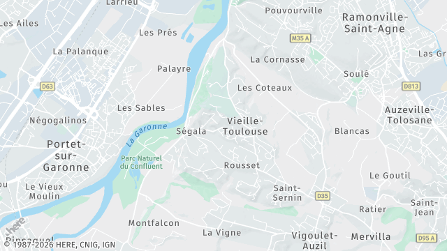 Carte de la zone d'intervention à Vieille-Toulouse
