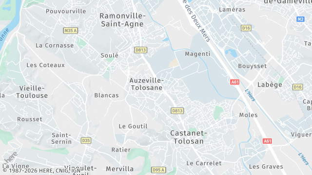 Carte de la zone d'intervention à Auzeville-Tolosane