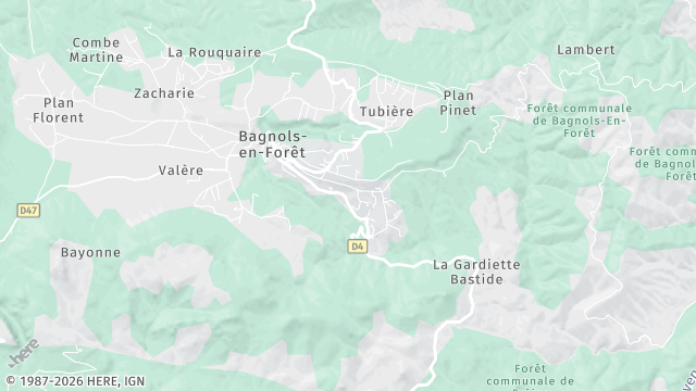 Carte de la zone d'intervention à Bagnols-en-Forêt