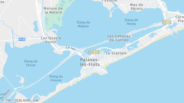 Carte de la zone d'intervention à Palavas-les-Flots