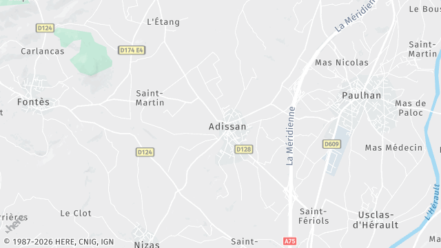 Carte de la zone d'intervention à Adissan
