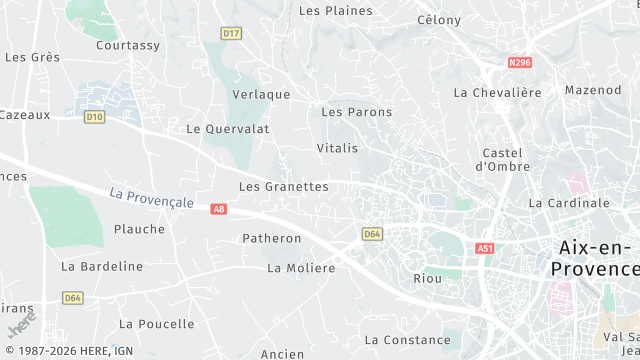 Carte de la zone d'intervention à Aix-en-Provence