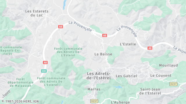 Carte de la zone d'intervention à Les Adrets-de-l'Estérel