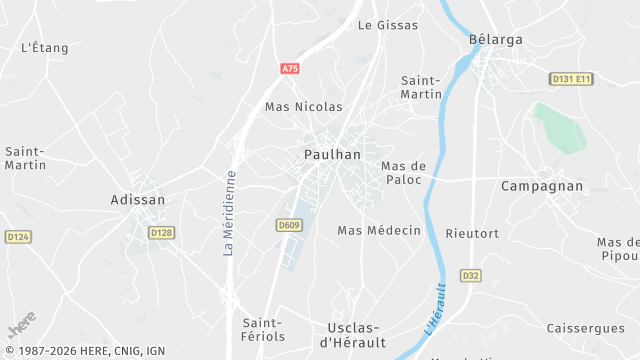 Carte de la zone d'intervention à Paulhan