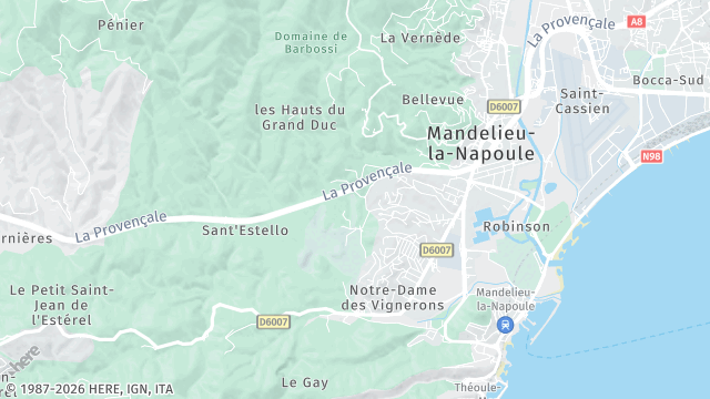 Carte de la zone d'intervention à Mandelieu-la-Napoule