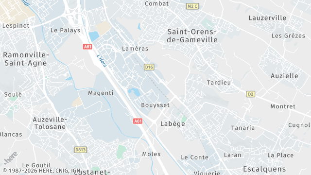 Carte de la zone d'intervention à Labège